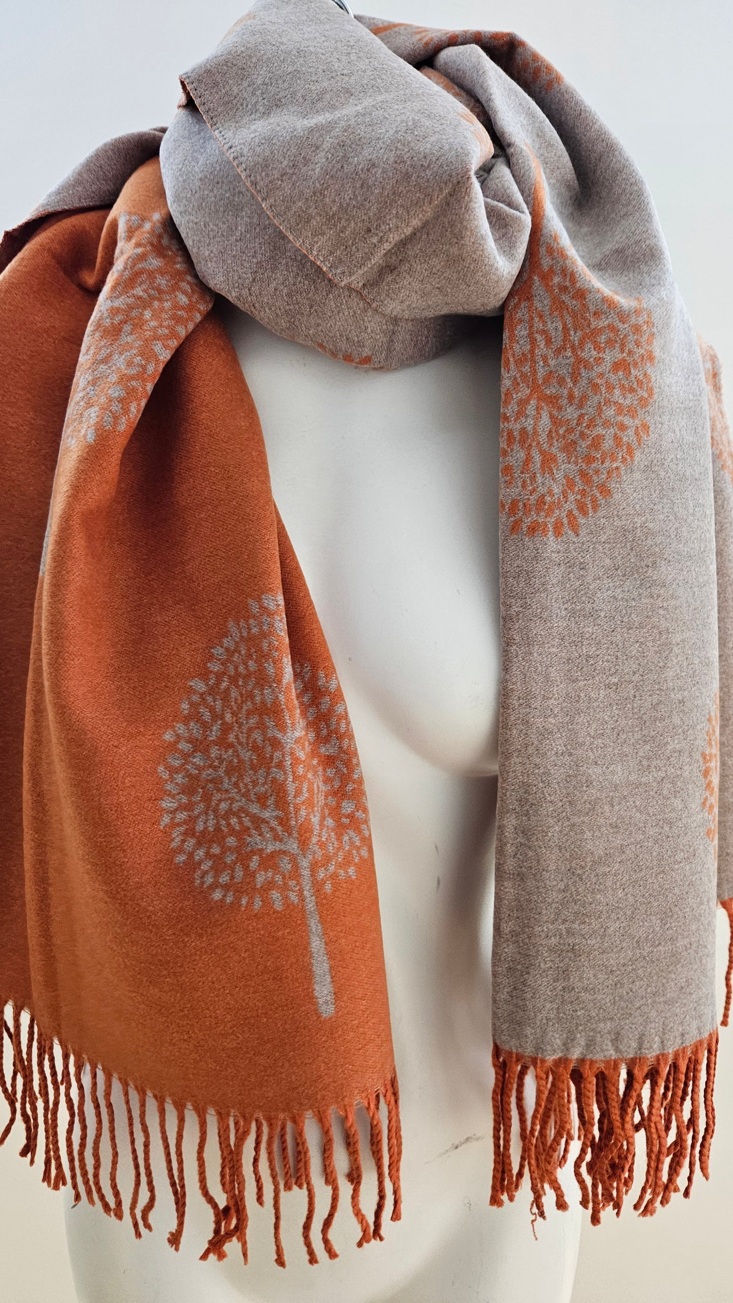 Tree Print Cashmere Blend Scarf-Shimena