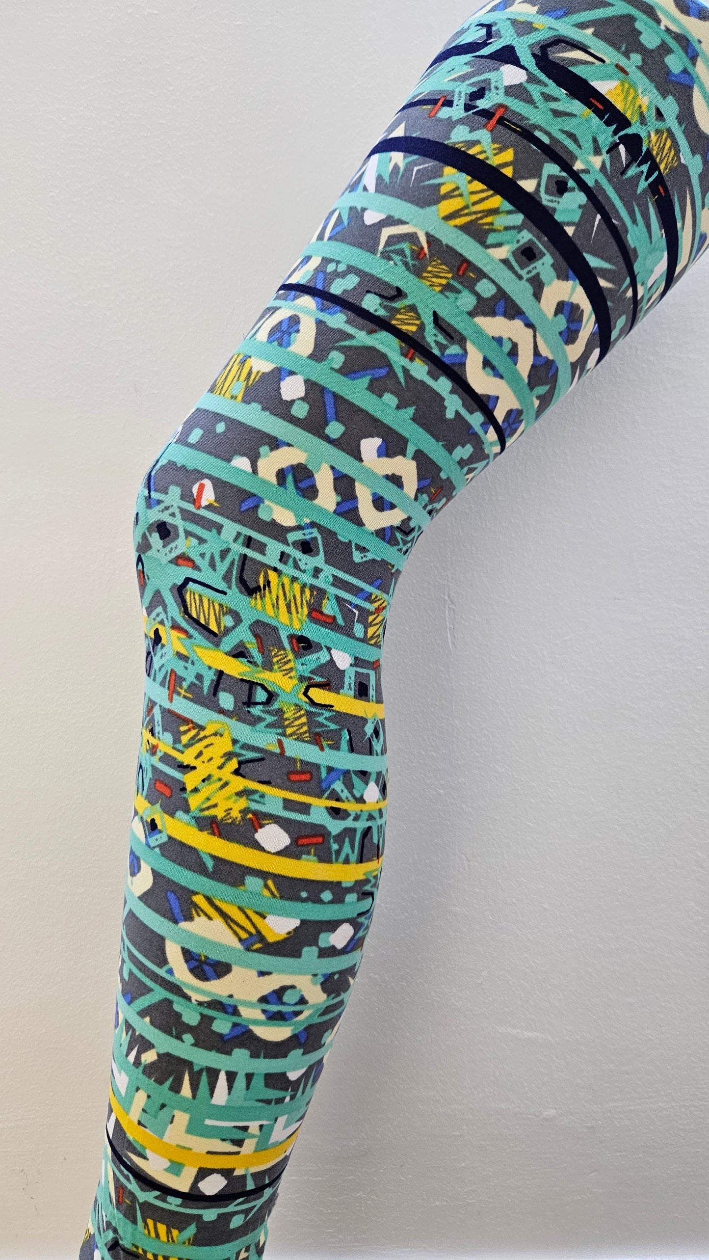 Mint Abstract Stripe Buttery Soft High-Waisted Leggings-Shimena