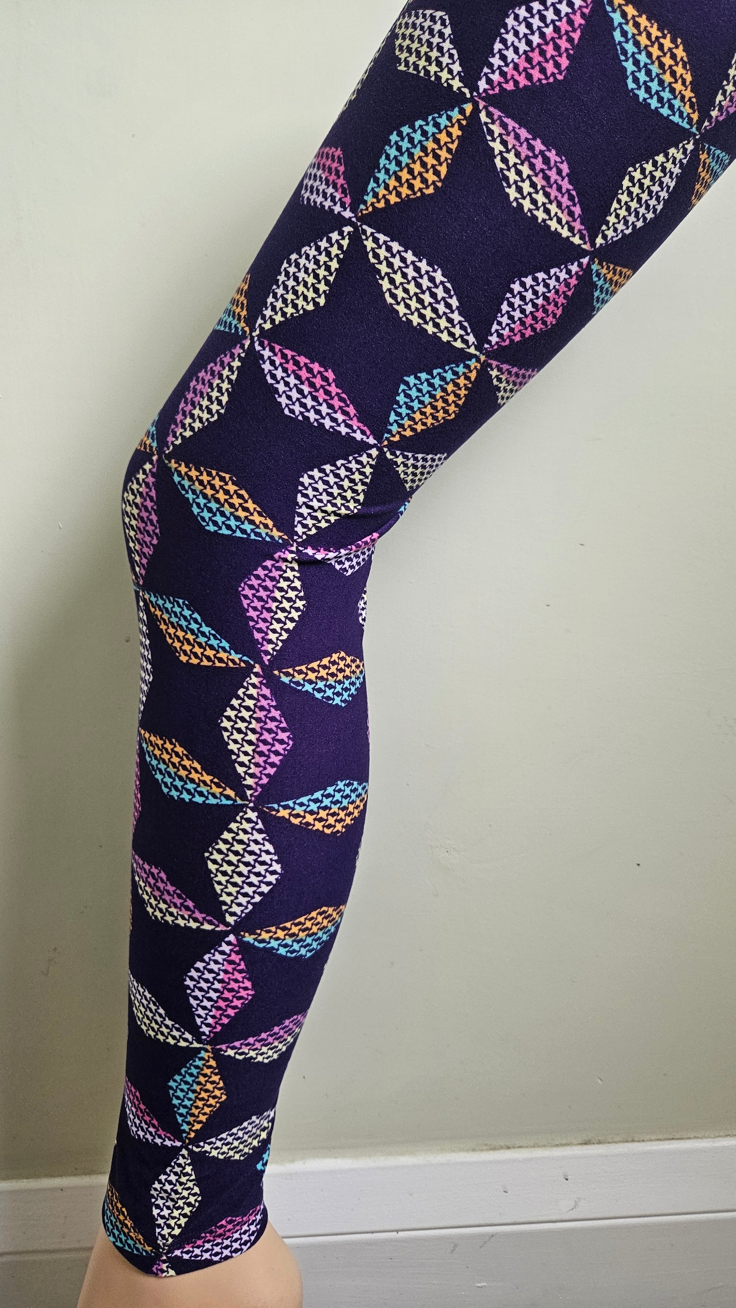 Purple Multicolour Houndstooth Geo Buttery Soft High-Waisted Leggings