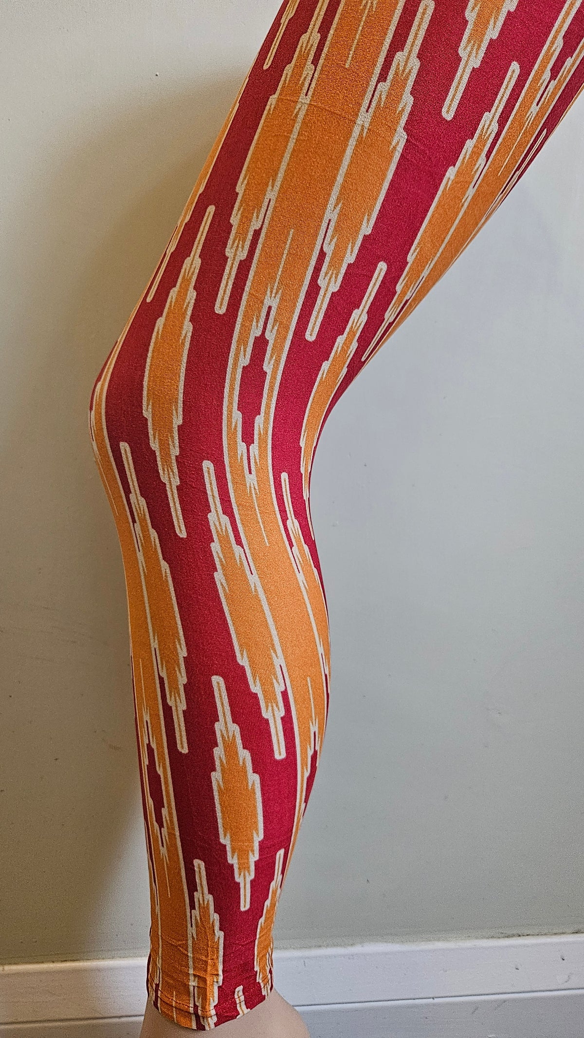 Red & Orange Ikat Stripe Buttery Soft High-Waisted Leggings