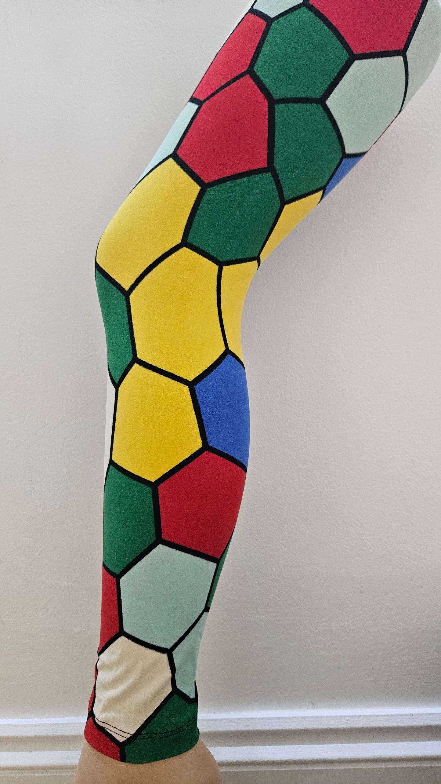 Multicolour Honeycomb Buttery Soft High-Waisted Leggings on a white background