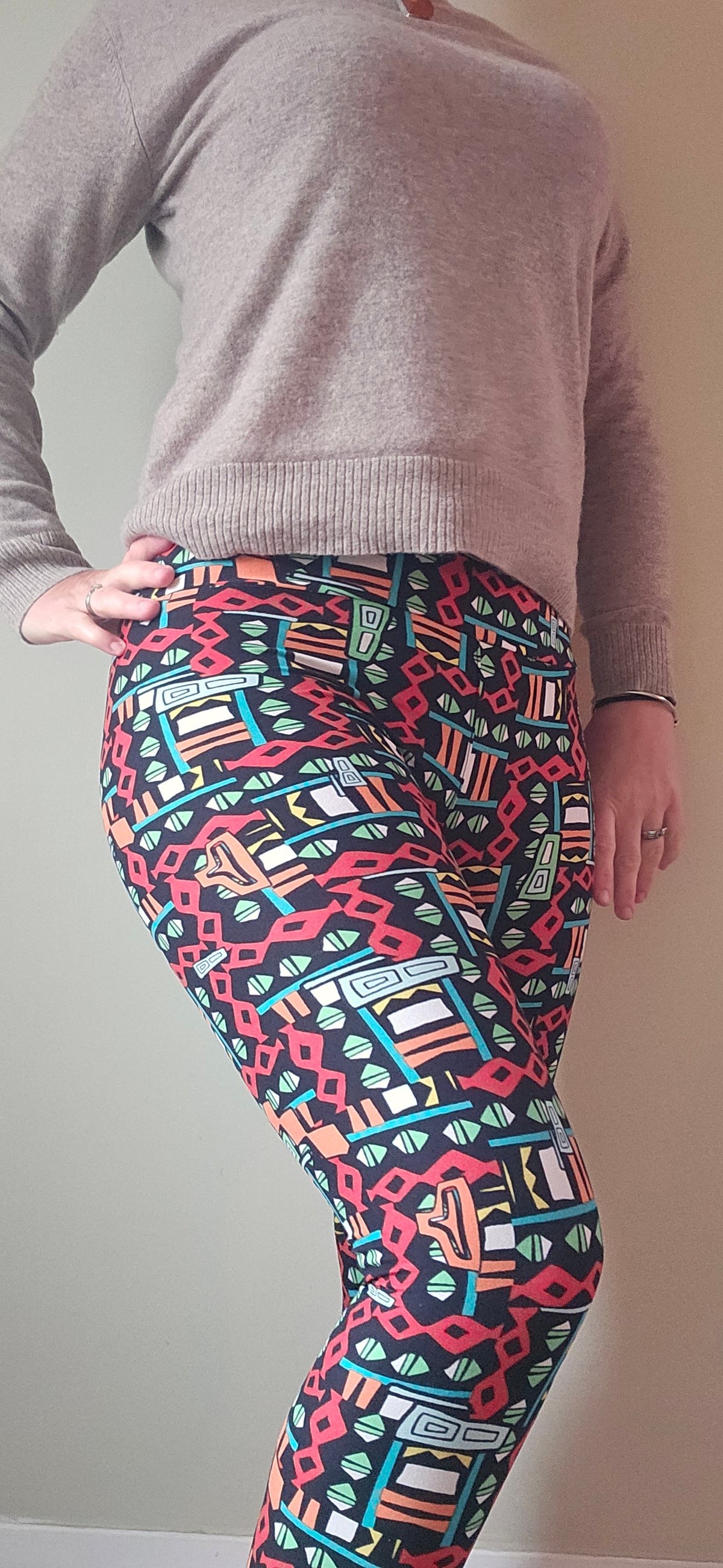 Black Background African Print Buttery Soft High-Waisted Leggings