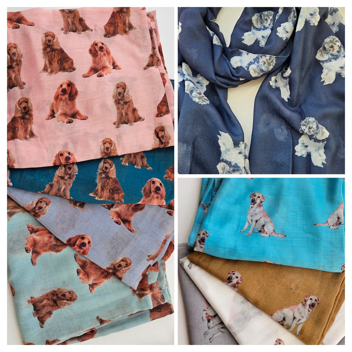 Dog Themed Scarves – Labrador, Corgi, Spaniel, Bulldog & Terrier Designs-Shimena