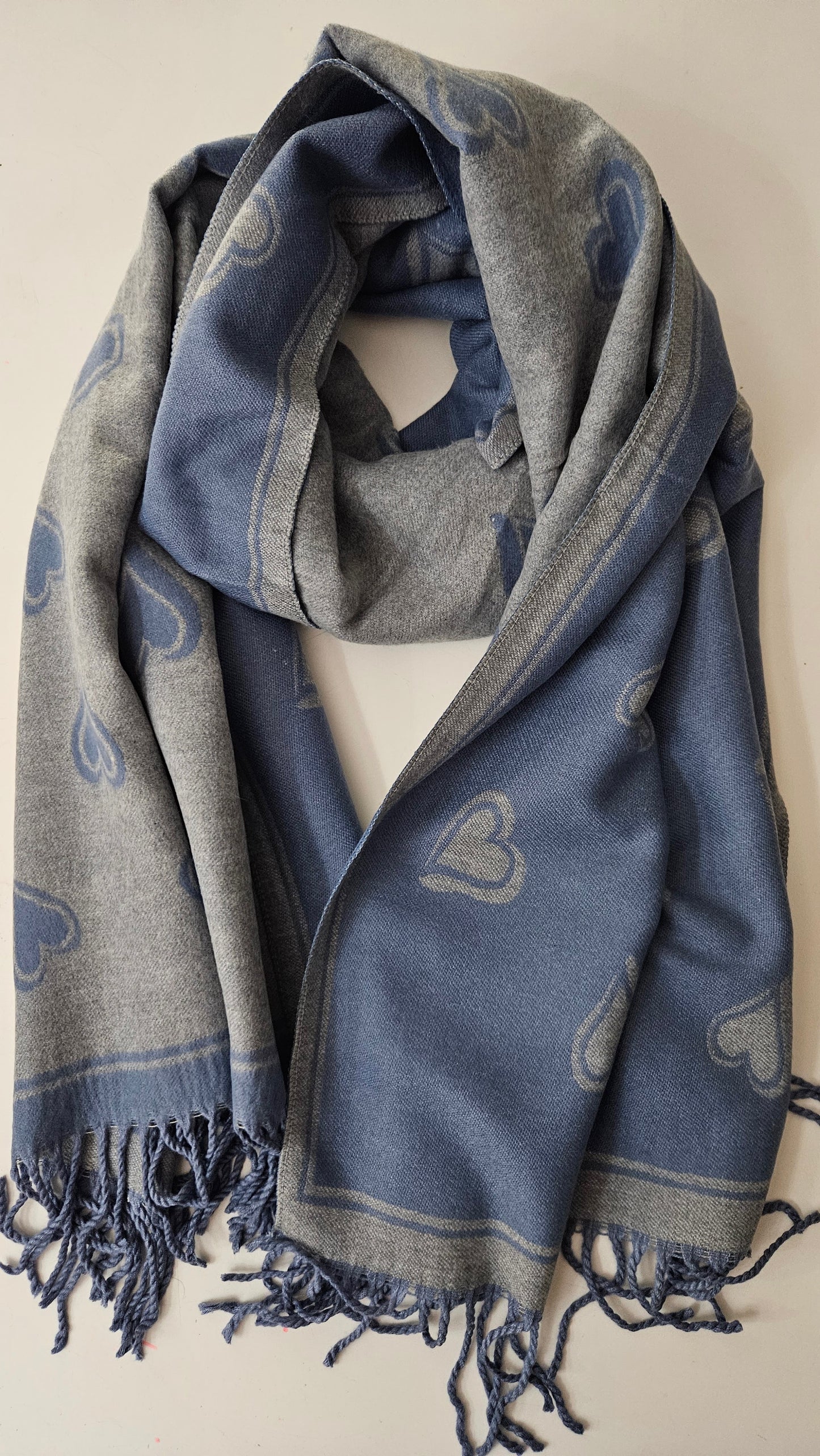 Heart Pattern Cashmere-Blend Scarf – Ultra Soft & Elegant-Shimena