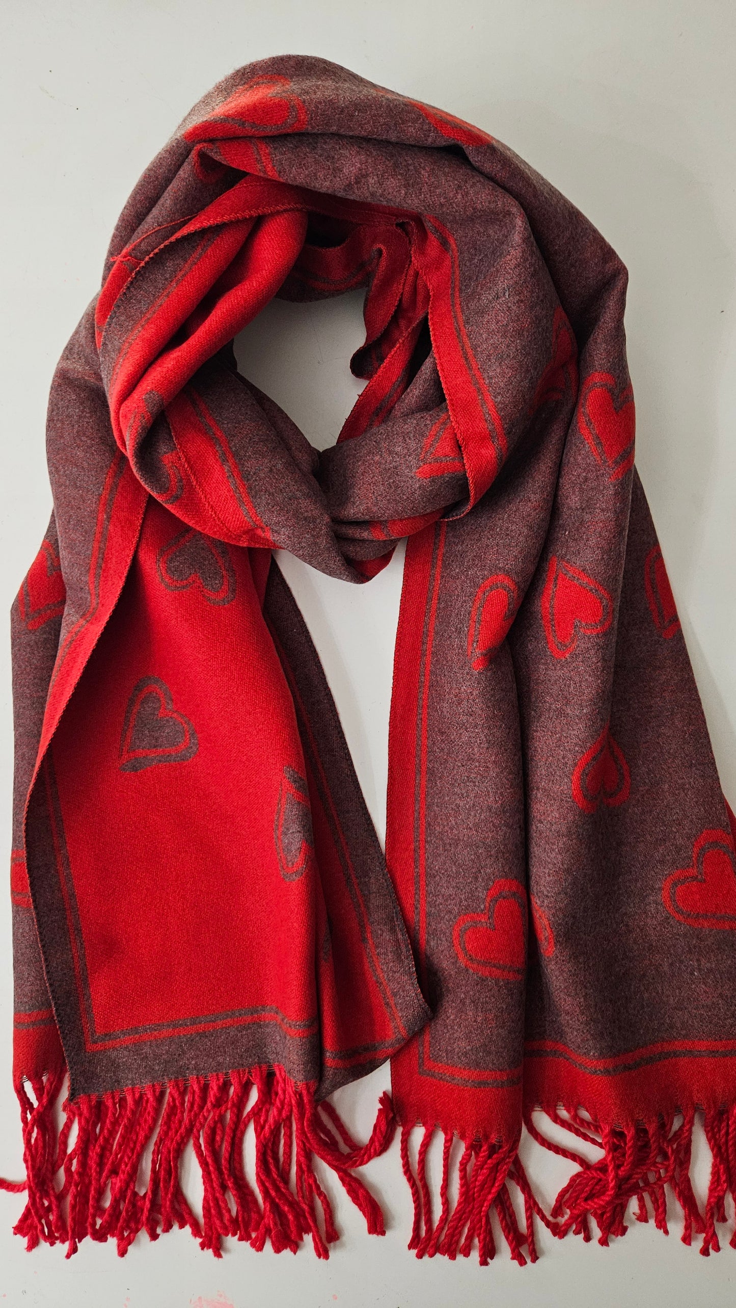 Heart Pattern Cashmere-Blend Scarf – Ultra Soft & Elegant-Shimena