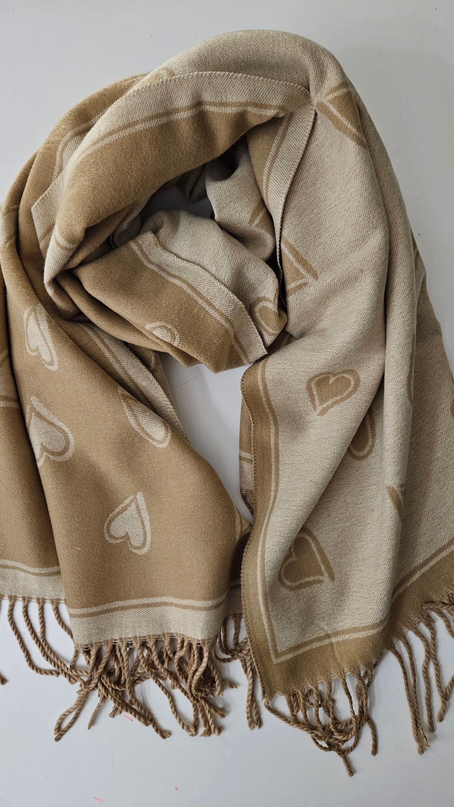 Heart Pattern Cashmere-Blend Scarf – Ultra Soft & Elegant-Shimena