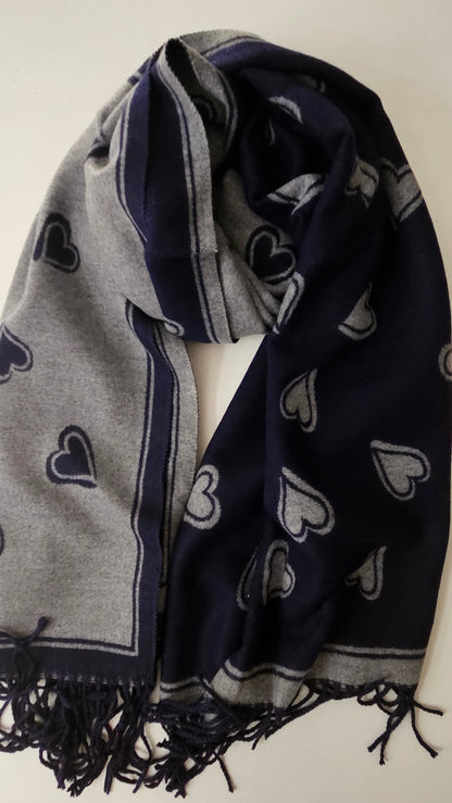 Heart Pattern Cashmere-Blend Scarf – Ultra Soft & Elegant-Shimena