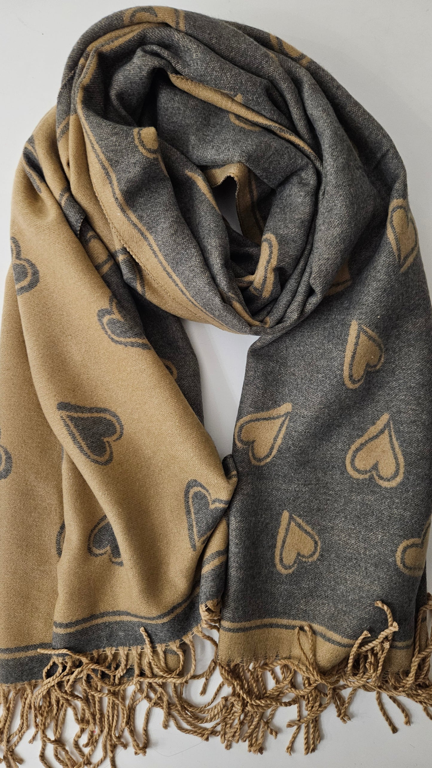 Heart Pattern Cashmere-Blend Scarf – Ultra Soft & Elegant-Shimena