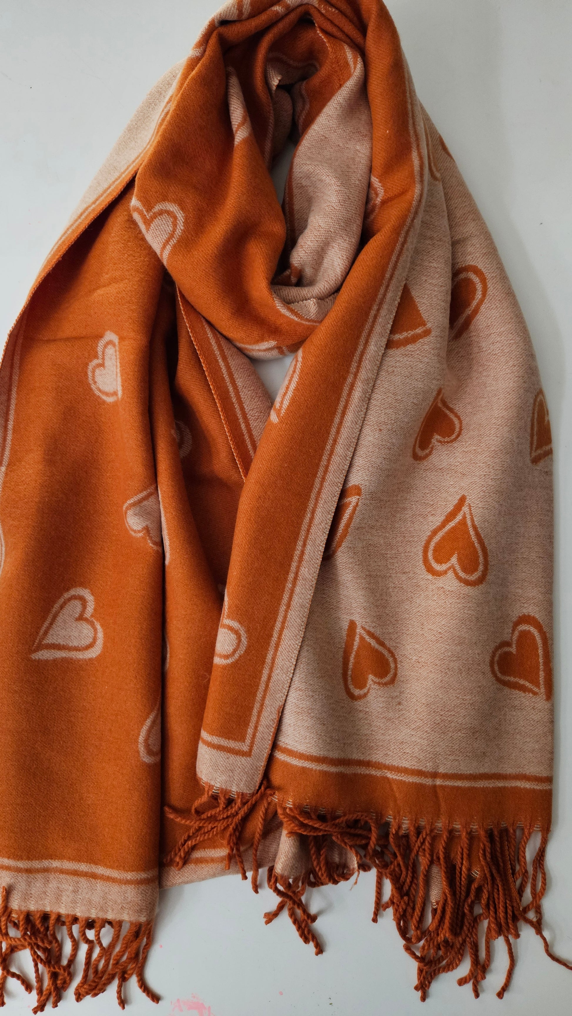 Heart Pattern Cashmere-Blend Scarf – Ultra Soft & Elegant-Shimena