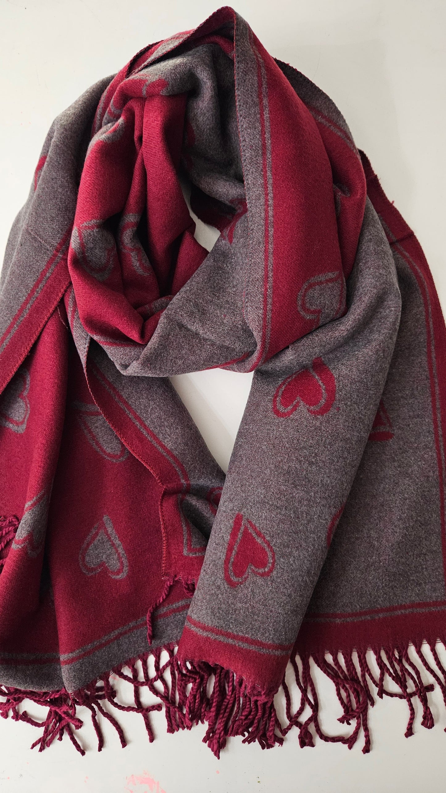 Heart Pattern Cashmere-Blend Scarf – Ultra Soft & Elegant-Shimena