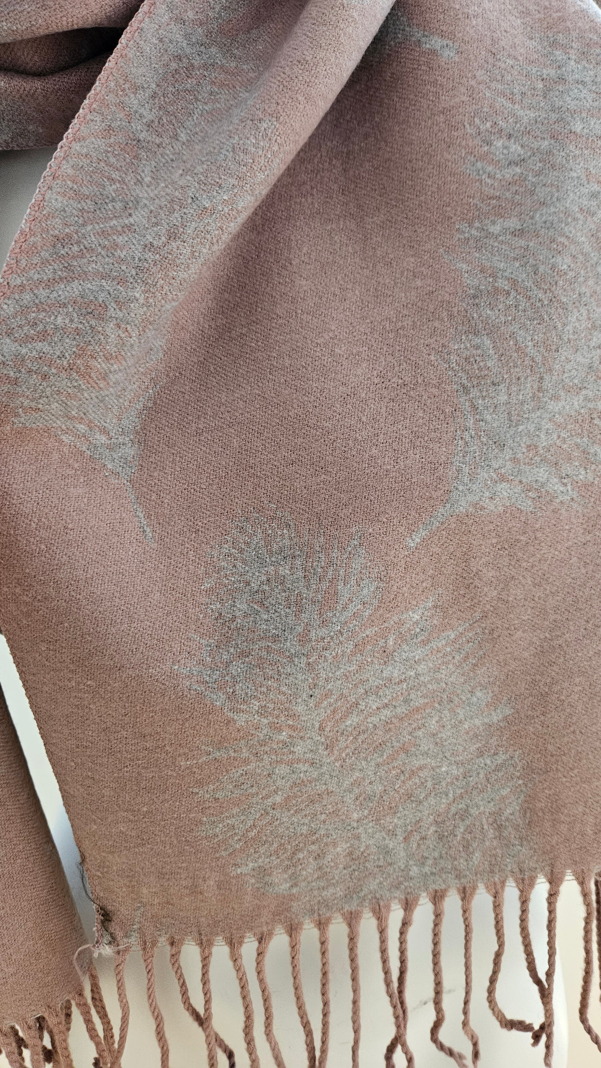Feather Print Cashmere Blend Scarf-Shimena