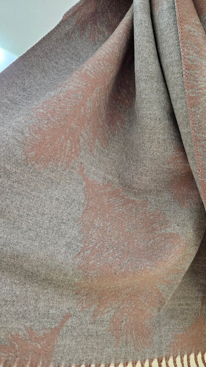 Feather Print Cashmere Blend Scarf-Shimena