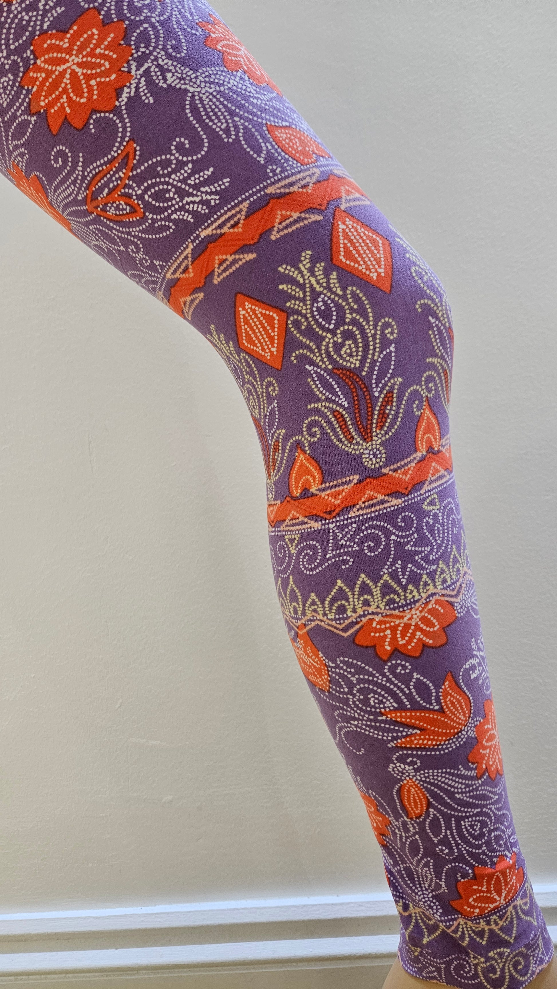 Lilac Floral Buttery Soft High-Waisted Leggings-Shimena