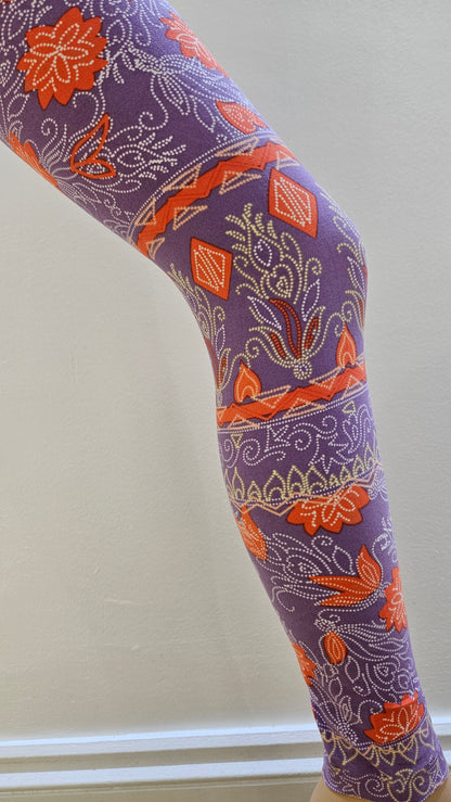 Lilac Floral Buttery Soft High-Waisted Leggings-Shimena
