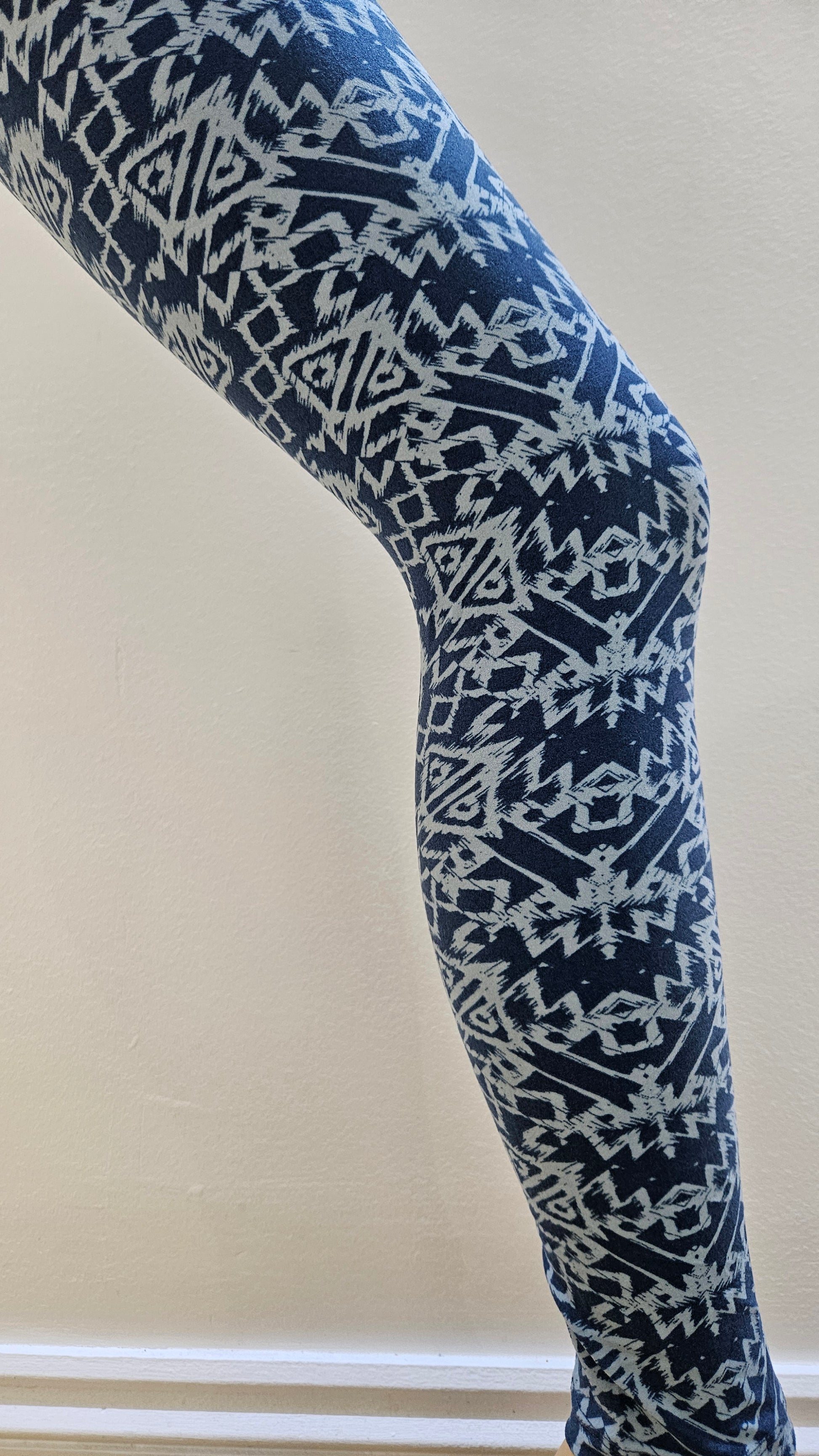 Blue Geometric Buttery Soft High-Waisted Leggings-Shimena