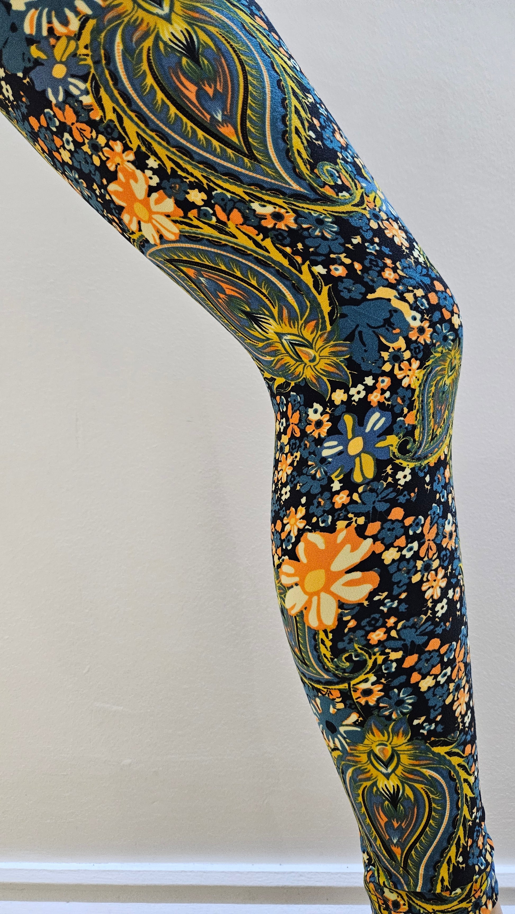 Teal Paisley Print Buttery Soft High-Waisted Leggings-Shimena