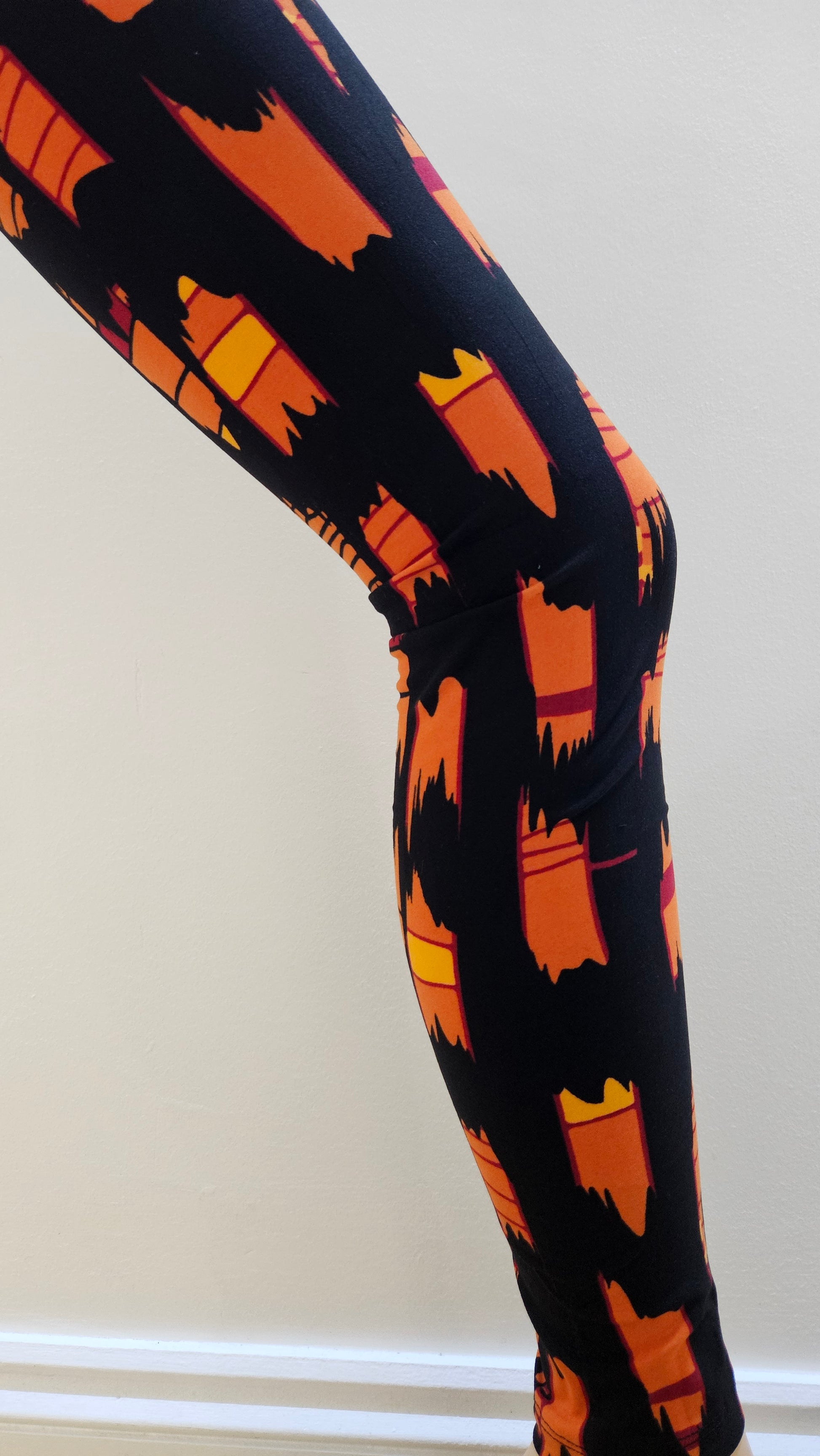 Black & Orange Buttery Soft High-Waisted Leggings-Shimena