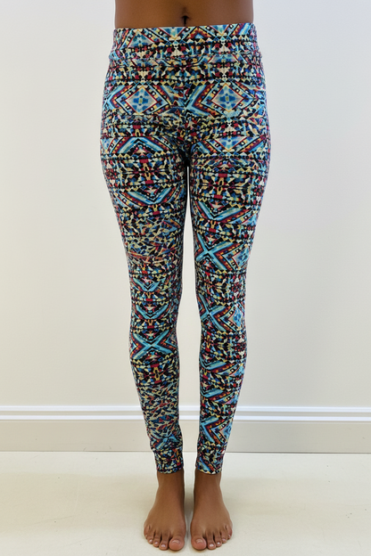 Blue Geometric Buttery Soft High-Waisted Leggings-Shimena