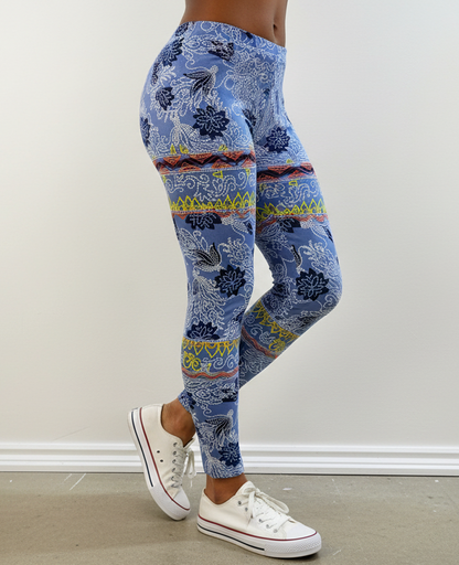 Dotted Floral Buttery Soft High-Waisted Leggings-Shimena