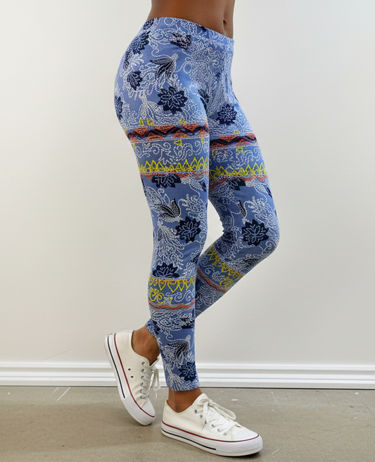 Dotted Floral Buttery Soft High-Waisted Leggings-Shimena