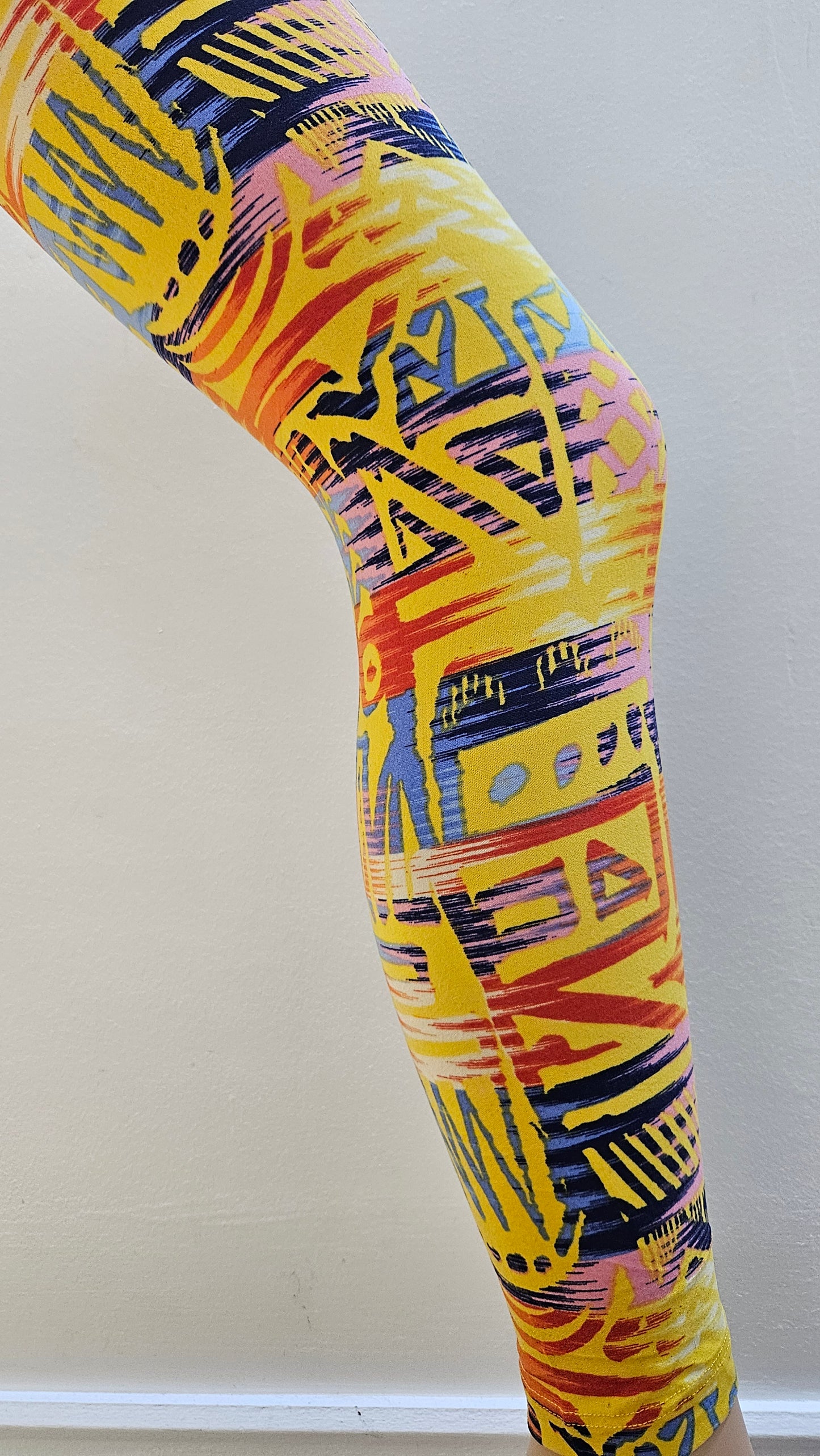 Yellow African Print Buttery Soft High-Waisted Leggings-Shimena