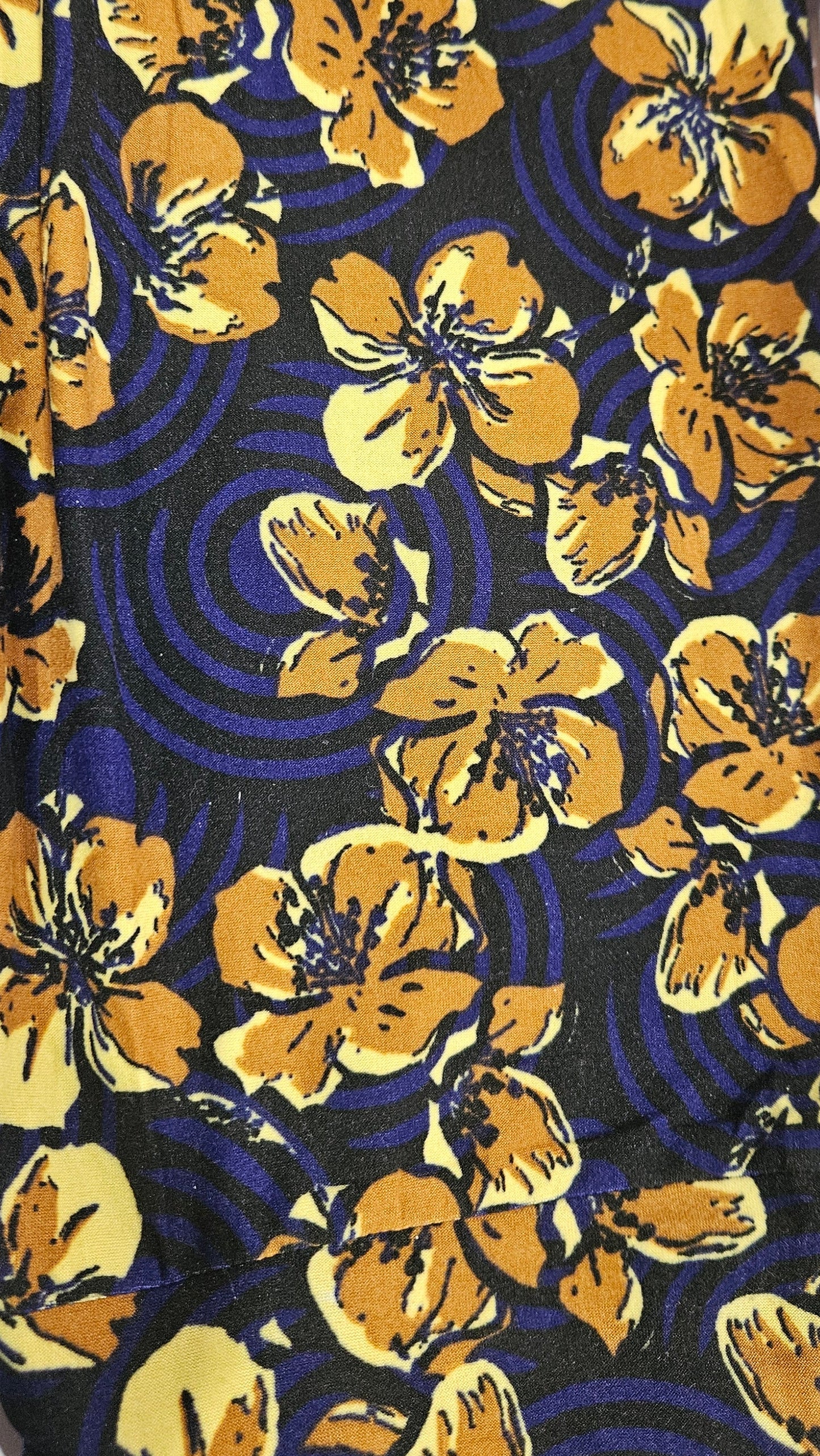 Navy & Gold Floral Buttery Soft High-Waisted Leggings-Shimena