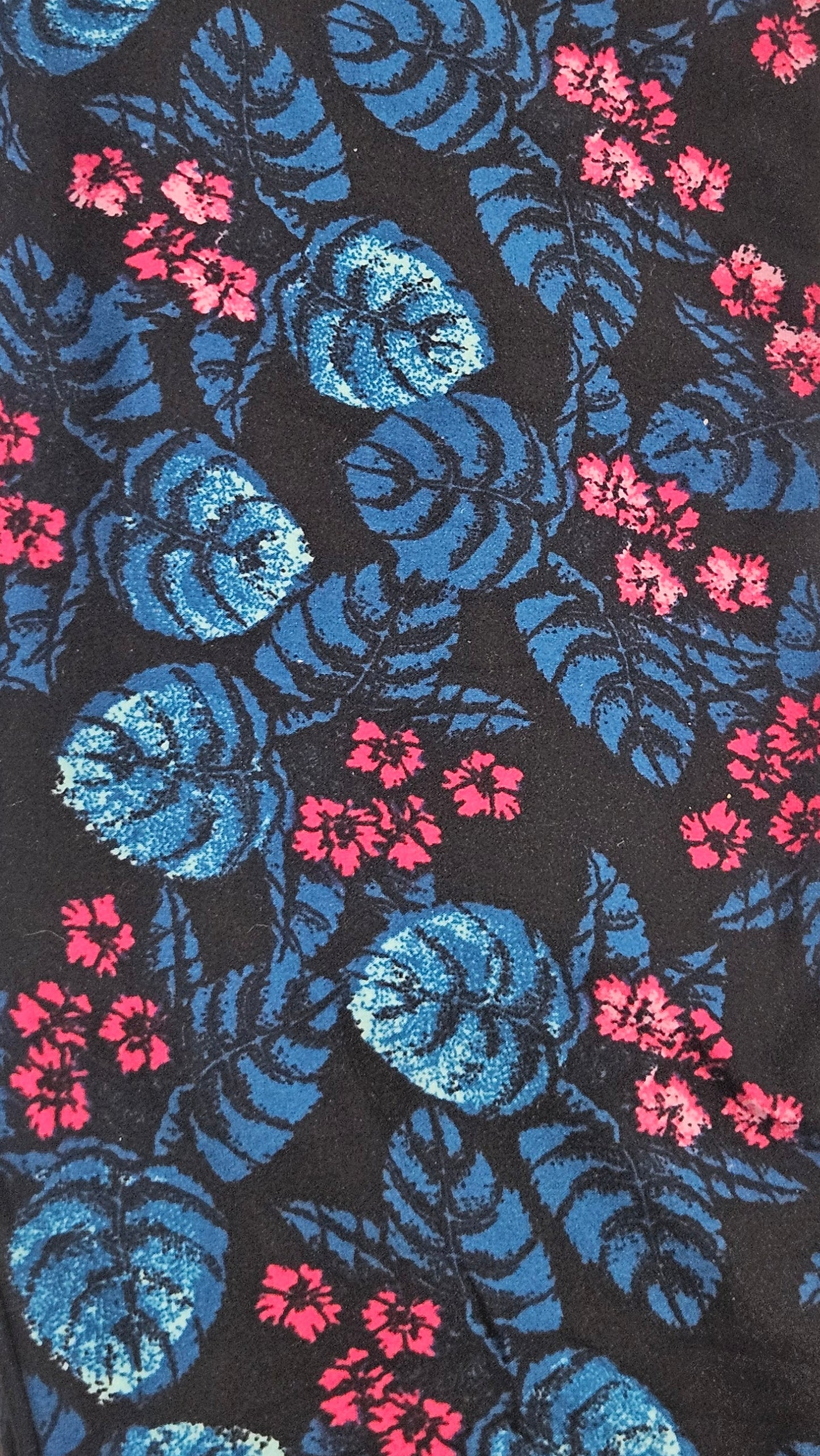 Black Tropical Leaf & Pink Floral Buttery Soft High-Waisted Leggings-Shimena