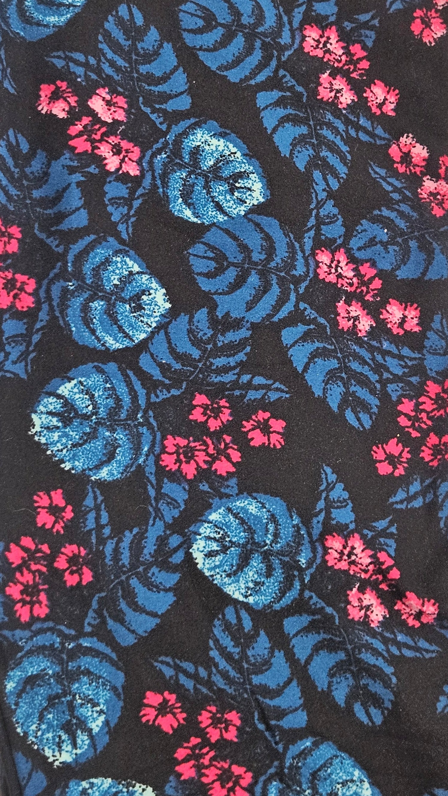 Black Tropical Leaf & Pink Floral Buttery Soft High-Waisted Leggings-Shimena