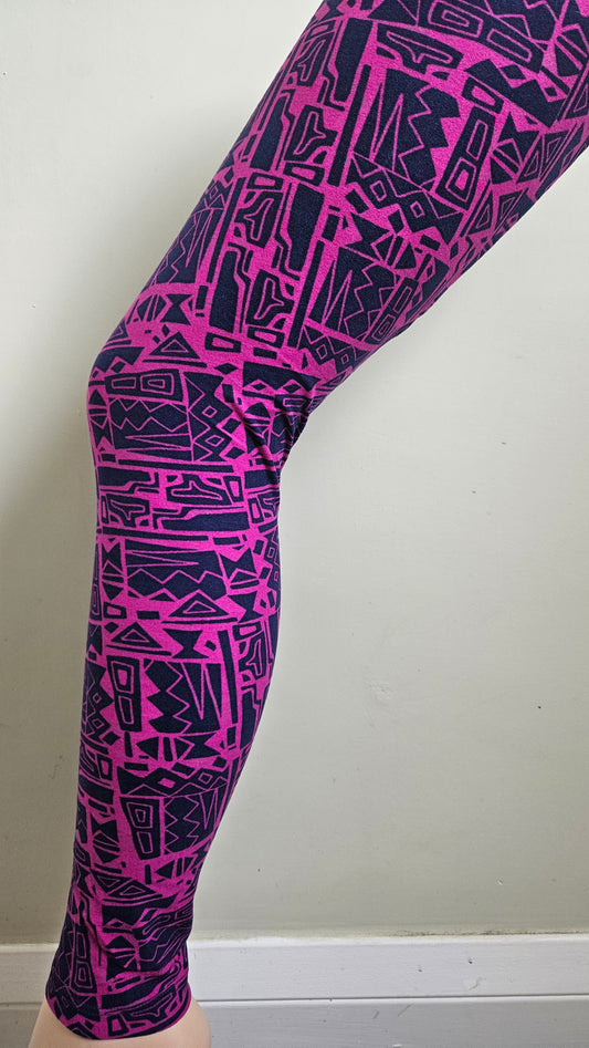 Purple Navy Tribal Geo Buttery Soft High-Waisted Leggings