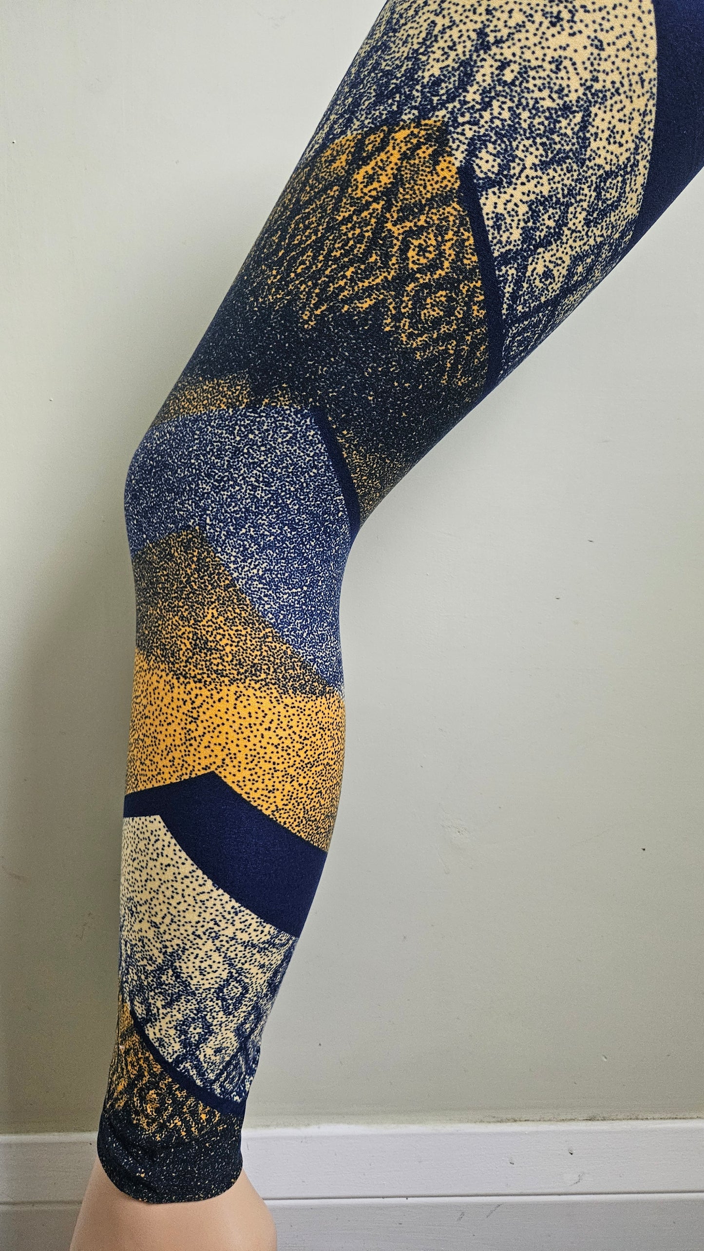 Navy Gold Dot Fade Panel Buttery Soft High-Waisted Leggings