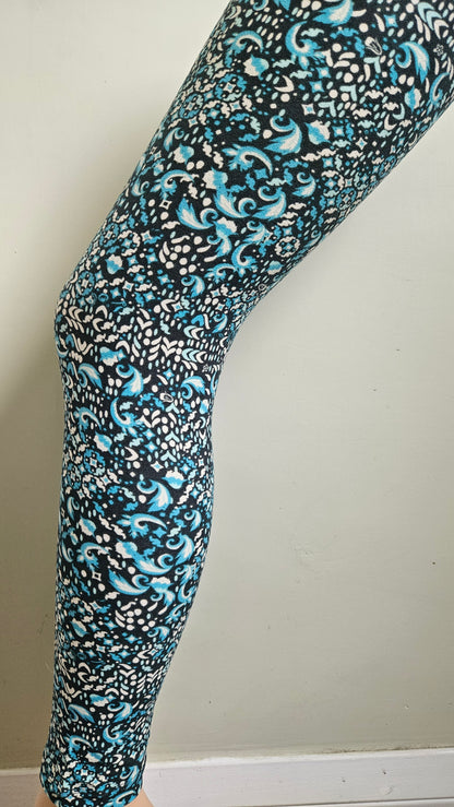Bottle Green Turquoise Paisley Mosaic Buttery Soft High-Waisted Leggings