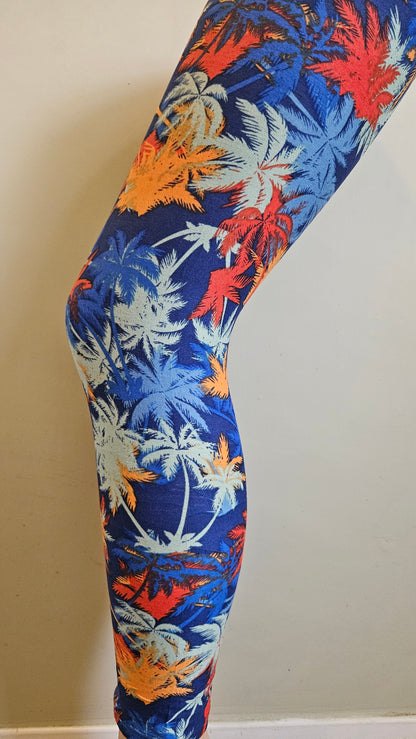 Navy Sunset Palm Buttery Soft High-Waisted Leggings