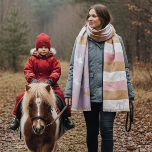 Horses pattern cashmere feel wrap