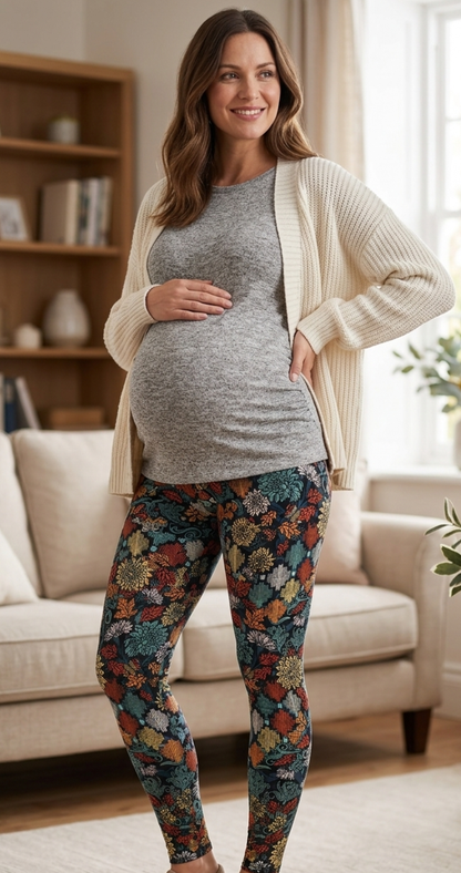 Autumn Chrysanthemum Buttery Soft High-Waisted Leggings