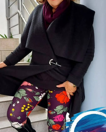Dark Plum Garden Floral Buttery Soft High-Waisted Leggings
