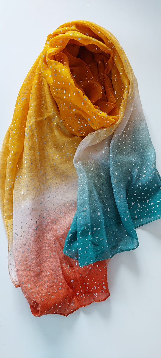 Scarf with gradient colours on a white background