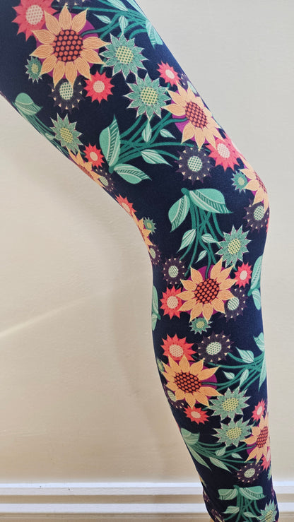 Floral-patterned leggings on a white background