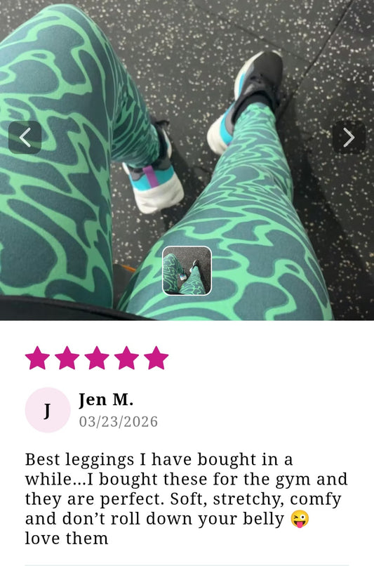 Minty Squiggles Buttery Soft High-Waisted Leggings