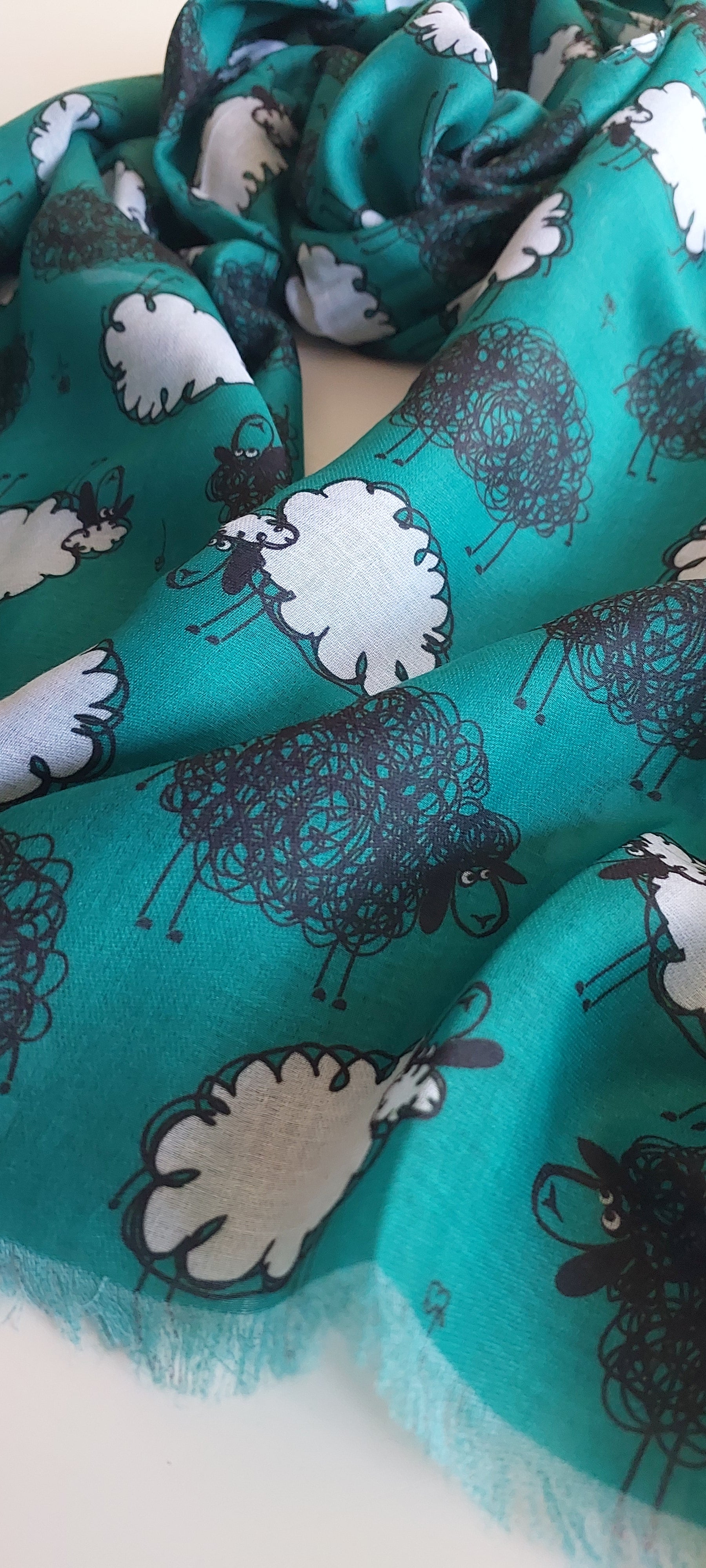Doodle sheep scarf close up