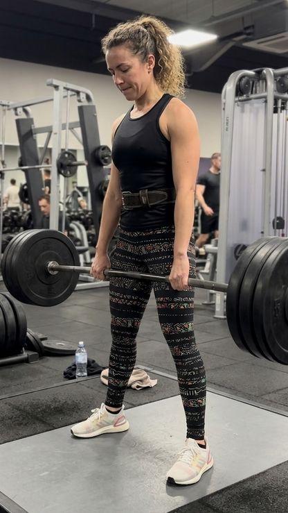 Black Abstract Tribal Stripe Buttery Soft High-Waisted Leggings-Shimena