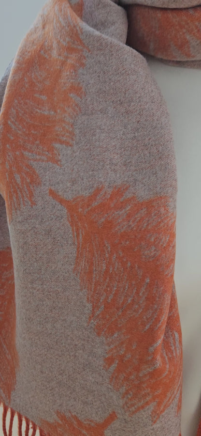 Feather Print Cashmere Blend Scarf