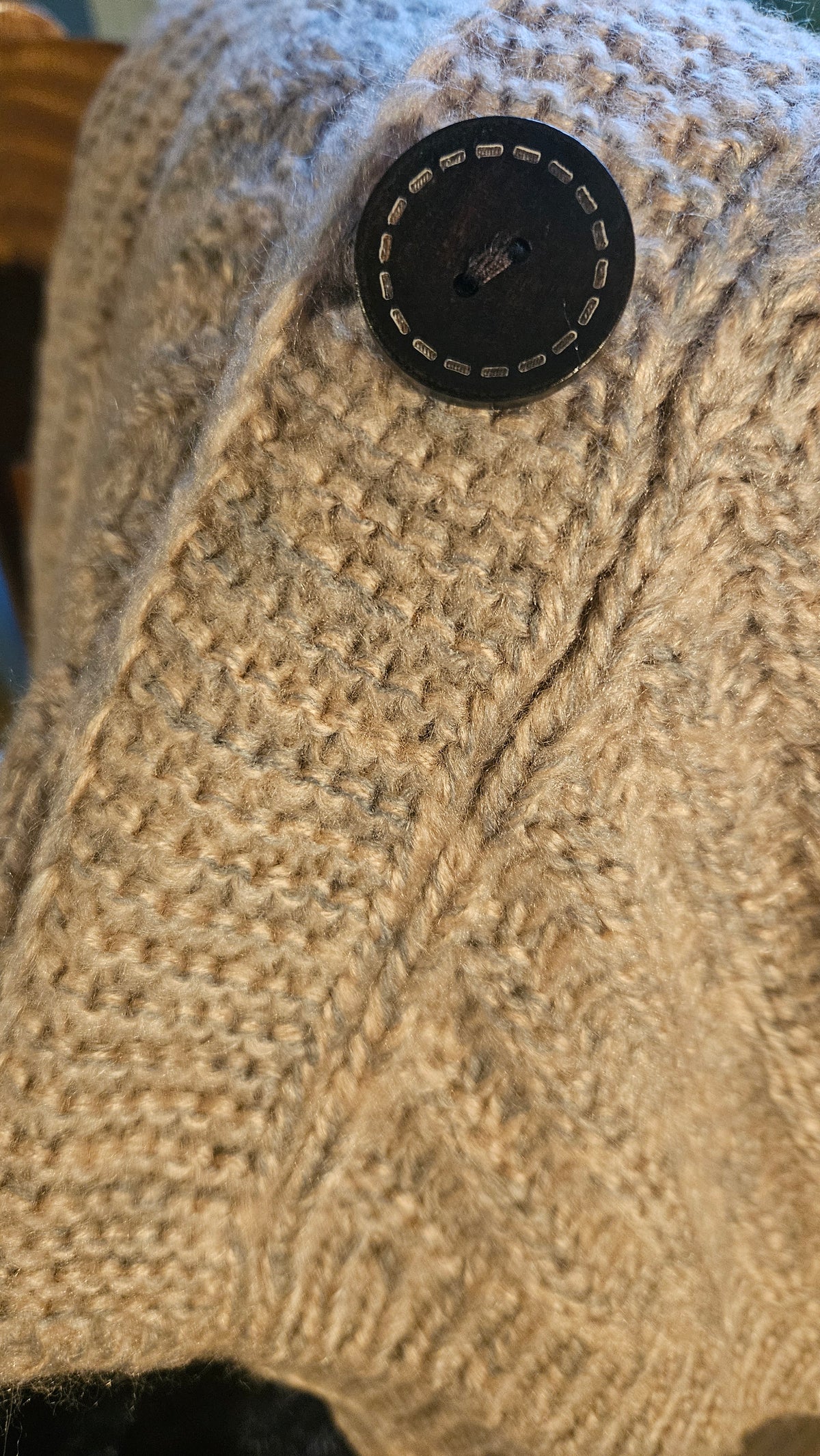 Cosy Cowl Neck, Button Detail Poncho