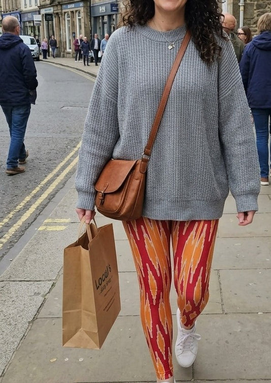 Red & Orange Ikat Stripe Buttery Soft High-Waisted Leggings