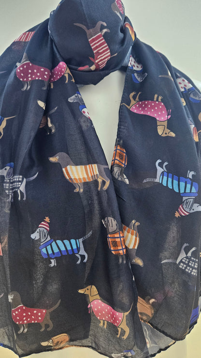 Lightweight 'Sausage Dogs in Jackets' Scarf-Shimena