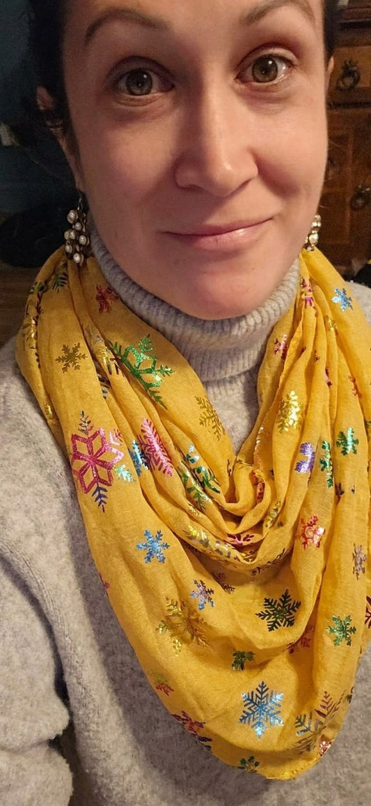 Rainbow Snowflake Scarf - Festive Winter Scarf