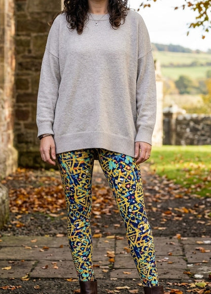 Navy & Yellow Aztec Buttery Soft High-Waisted Leggings