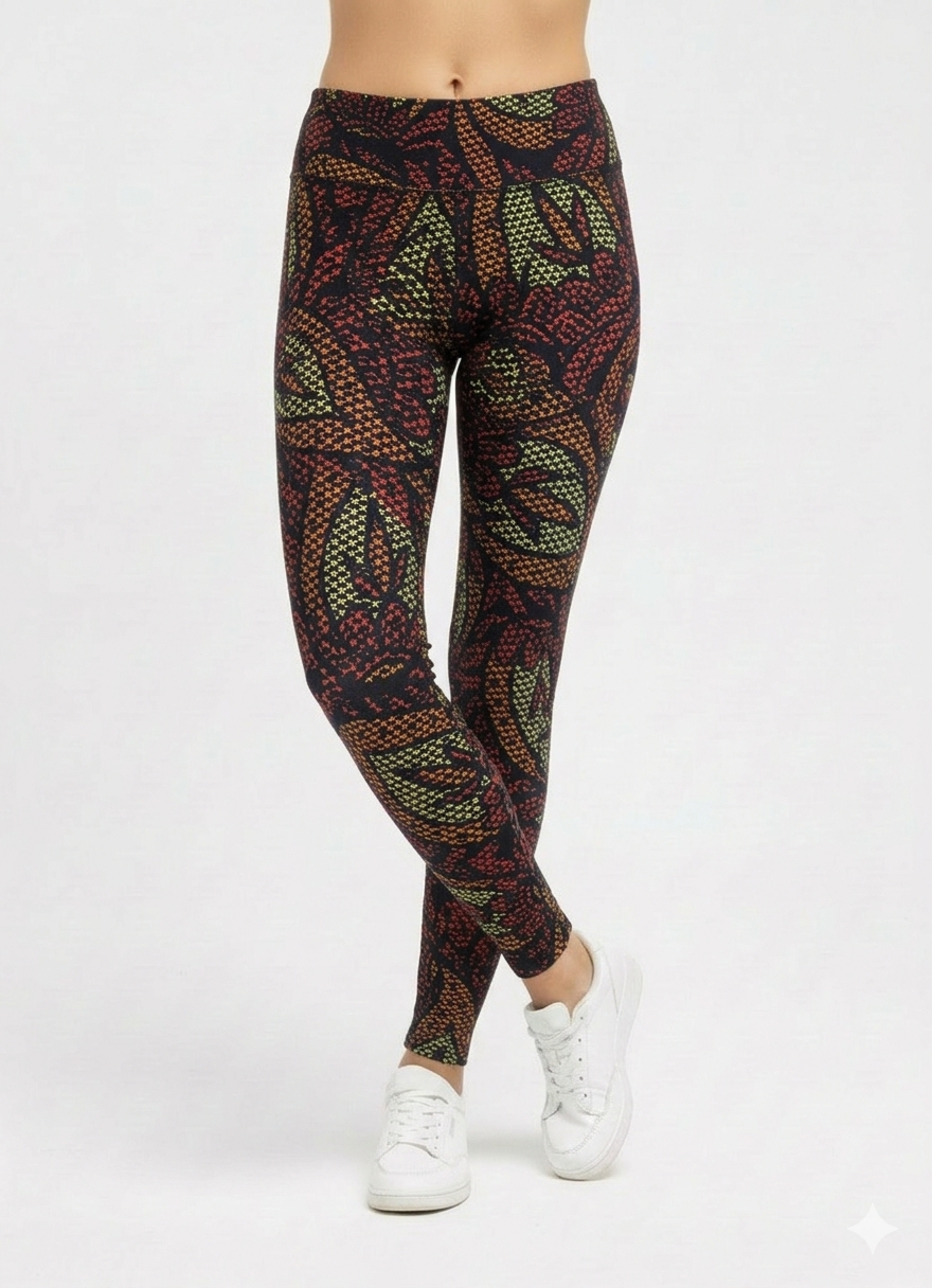 Geometric Petals Buttery Soft High-Waisted Leggings-Shimena