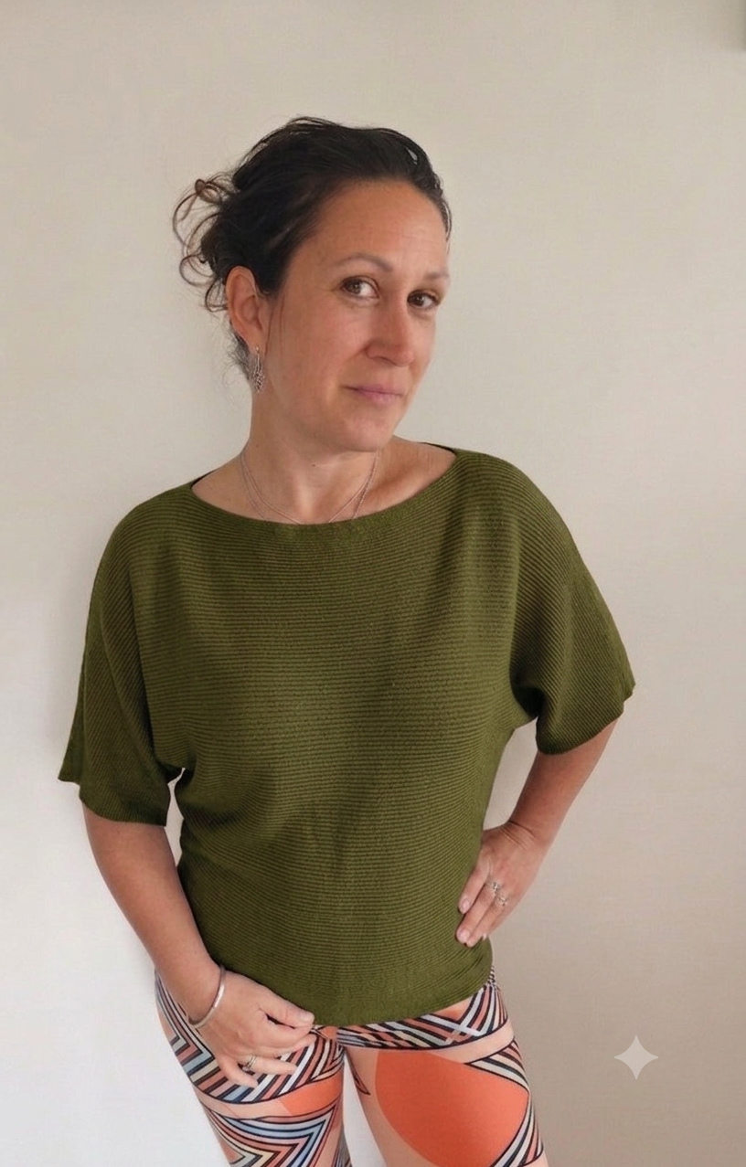 Batwing Ribbed Knit Top | Shimena