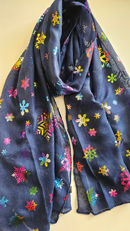 Rainbow Snowflake Scarf - Festive Winter Scarf-Shimena