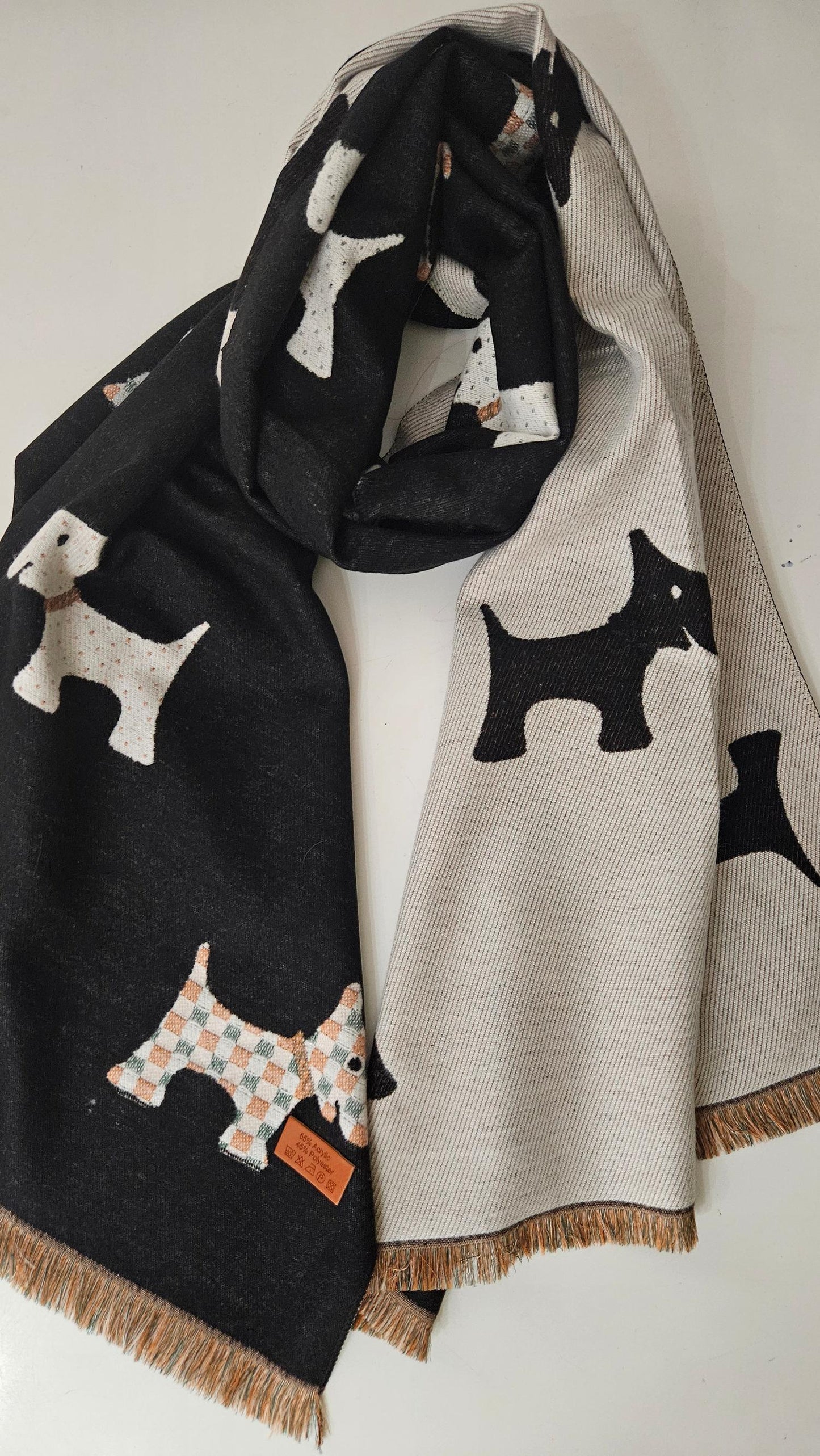 Scotty Dog pashmina scarf-Shimena